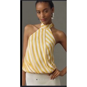 Anthropologie Maeve Halter Scarf Bubble-Hem Tank Top